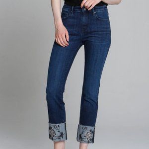 Driftwood Crop Jeans Colette (Scorpio), size 26, dark wash, floral embroidery